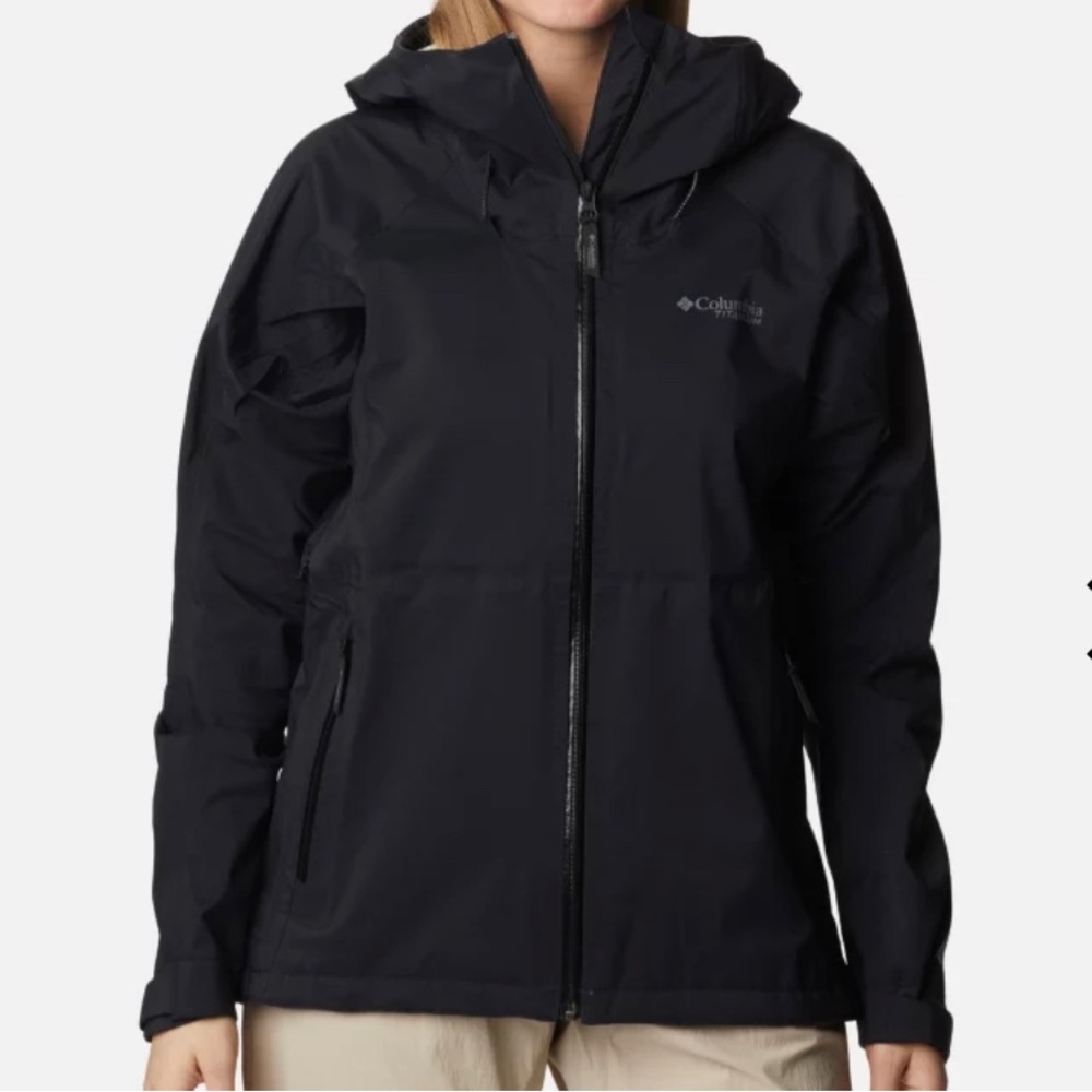🌲COLUMBIA🌲- Black Omni-Heat Rain Shell Womens Large Used